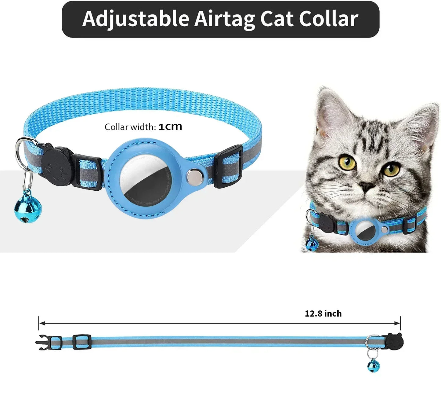 Cat Collar for Airtag GPS Tracker Protective Case With Bell