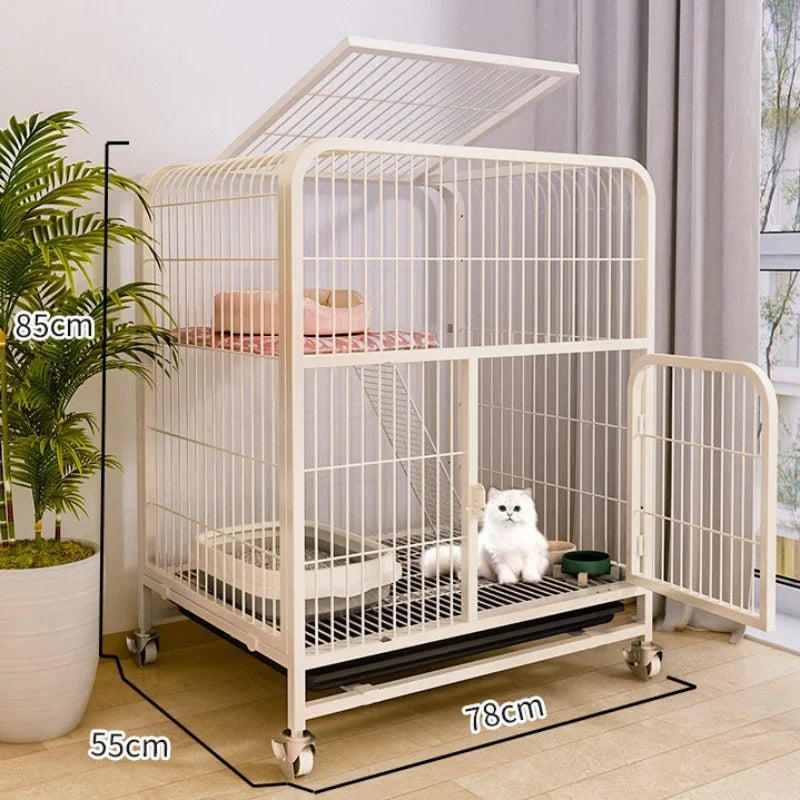 Iron Mesh Cat Cages Duplex Luxury Large Space Dogs House Metal Dog Crate with Door Double Layer Luxury Climbing Frame Pet Cage