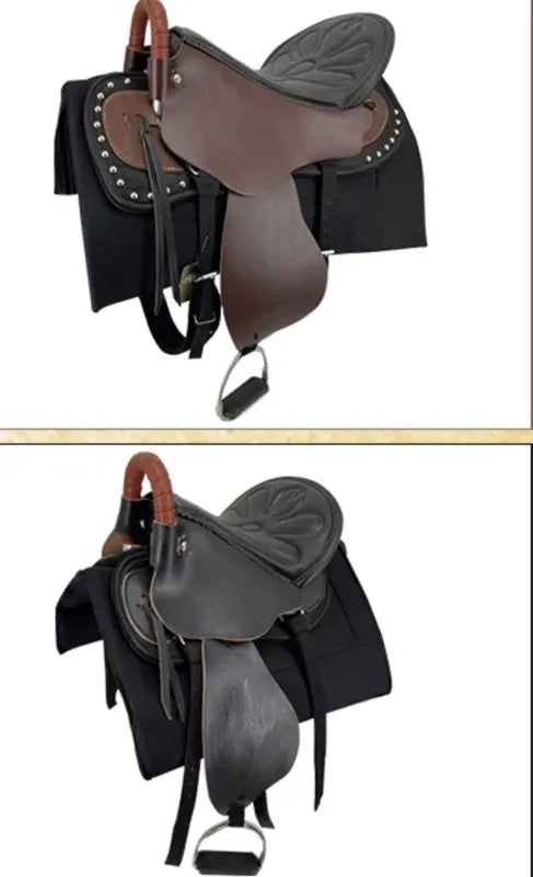 New Horse Saddle, Complete Harness Cowhide Tourist Saddle Equestrian Equipment Horse Accessories