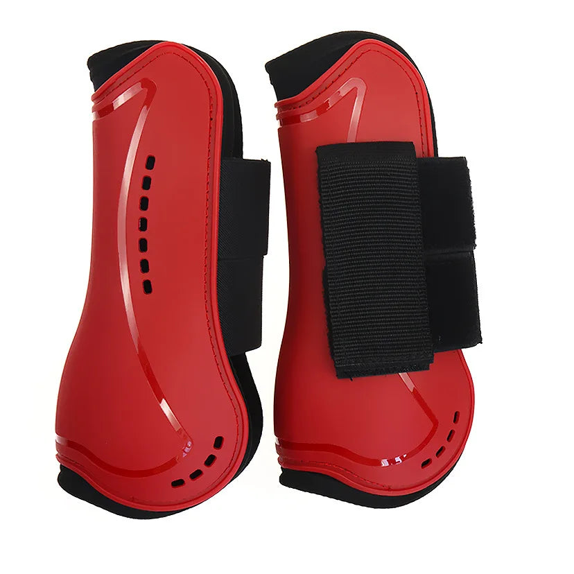 Horse Protection Leg Guard Boots Front Hind Leg Boots Adjustable PU Shell Wrap Protective Boots Horse Fly Leg Guards Set