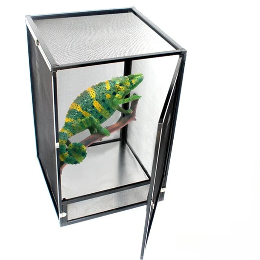 Reptile Detachable Habitat Tank Terrarium Transparent Aluminium Air Screen Cage Front Opening Door Full View